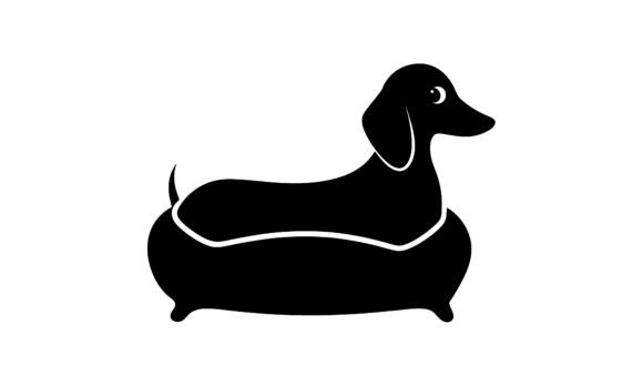 Black Dachshund Dog Resting in Dog Bed