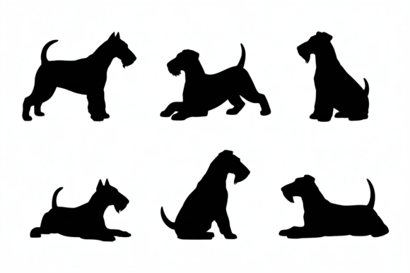 Black Silhouettes of Terrier Dog Poses Review