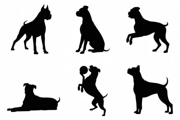 Boxer Dog Silhouettes Poses Collection Review
