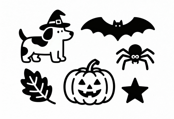 Cute Halloween Dog Pumpkin Bat Spider Embroidery