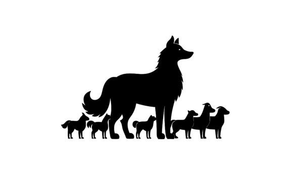 Dog and Puppies Silhouette Illustration Review