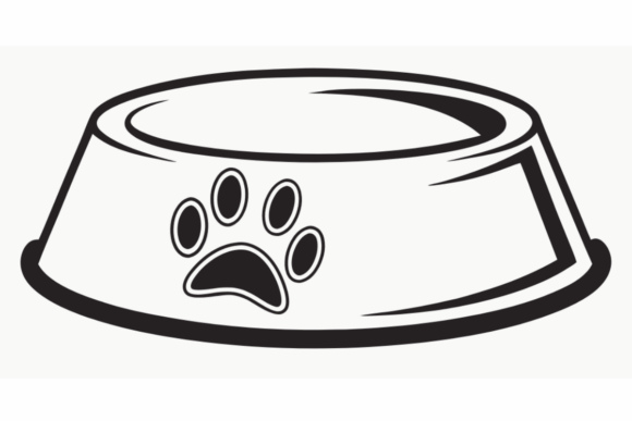 Dog Food Bowl with Paw Print Silhouette