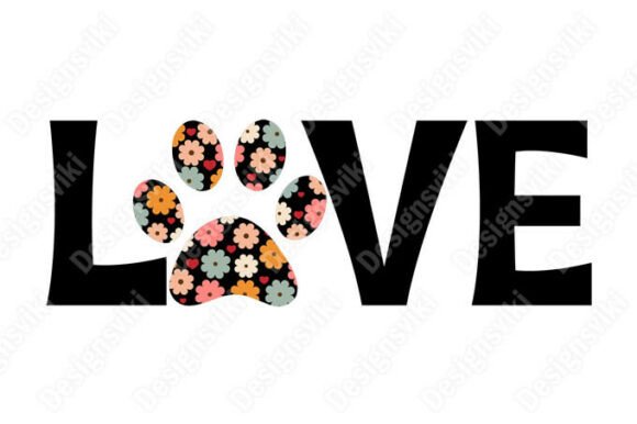 Dog Paw Print Love Letter Vectors