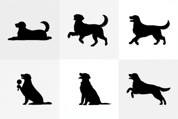 Golden Retriever Dog Silhouette Poses