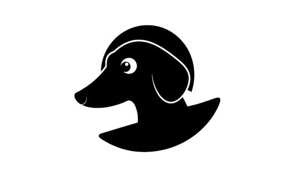 Minimalist Black Silhouette Dog Head Log