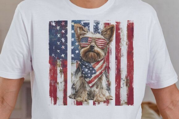 Patriotic Yorkshire Terrier Dog PNG Review