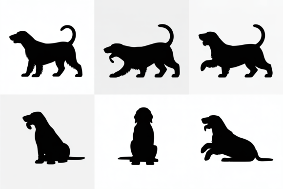 Silhouette Collection of Dog Poses