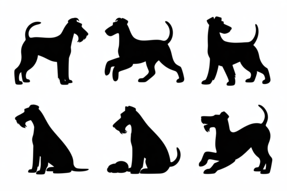 Silhouette Set of Terrier Dog Poses