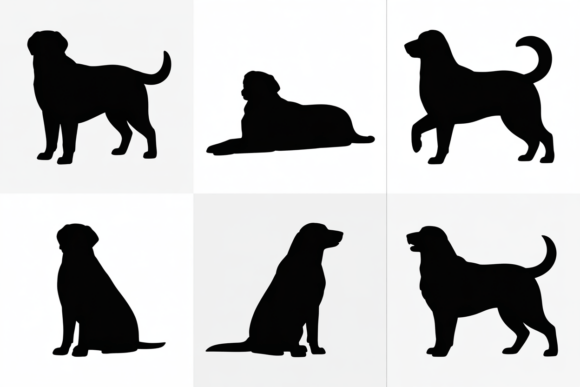 Silhouetted Dog Sets in Various Poses
