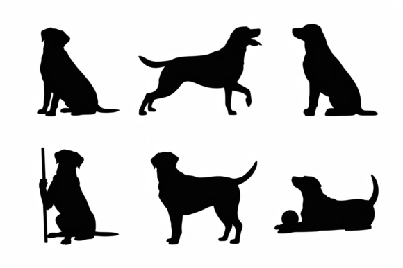 Silhouettes of Dog Various Poses Review
