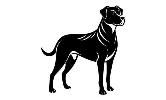 Stylized Black Dog Silhouette on White Review