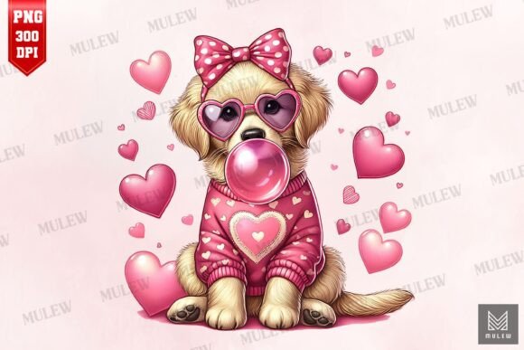 Valentine Golden Retriever Dog PNG Review